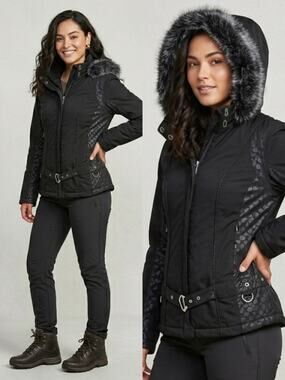 Metropolis Metrology $359 Large Black Faux Fur Coat Jacket